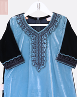 Velvet Hudoob Kandora - Blue
