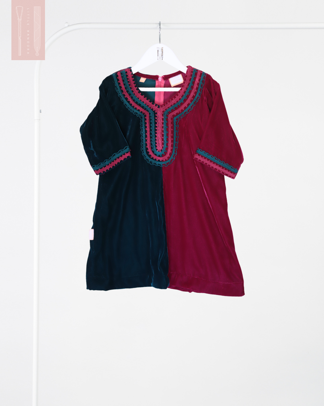 Velvet Hudoob Kandora - Teal & Berry