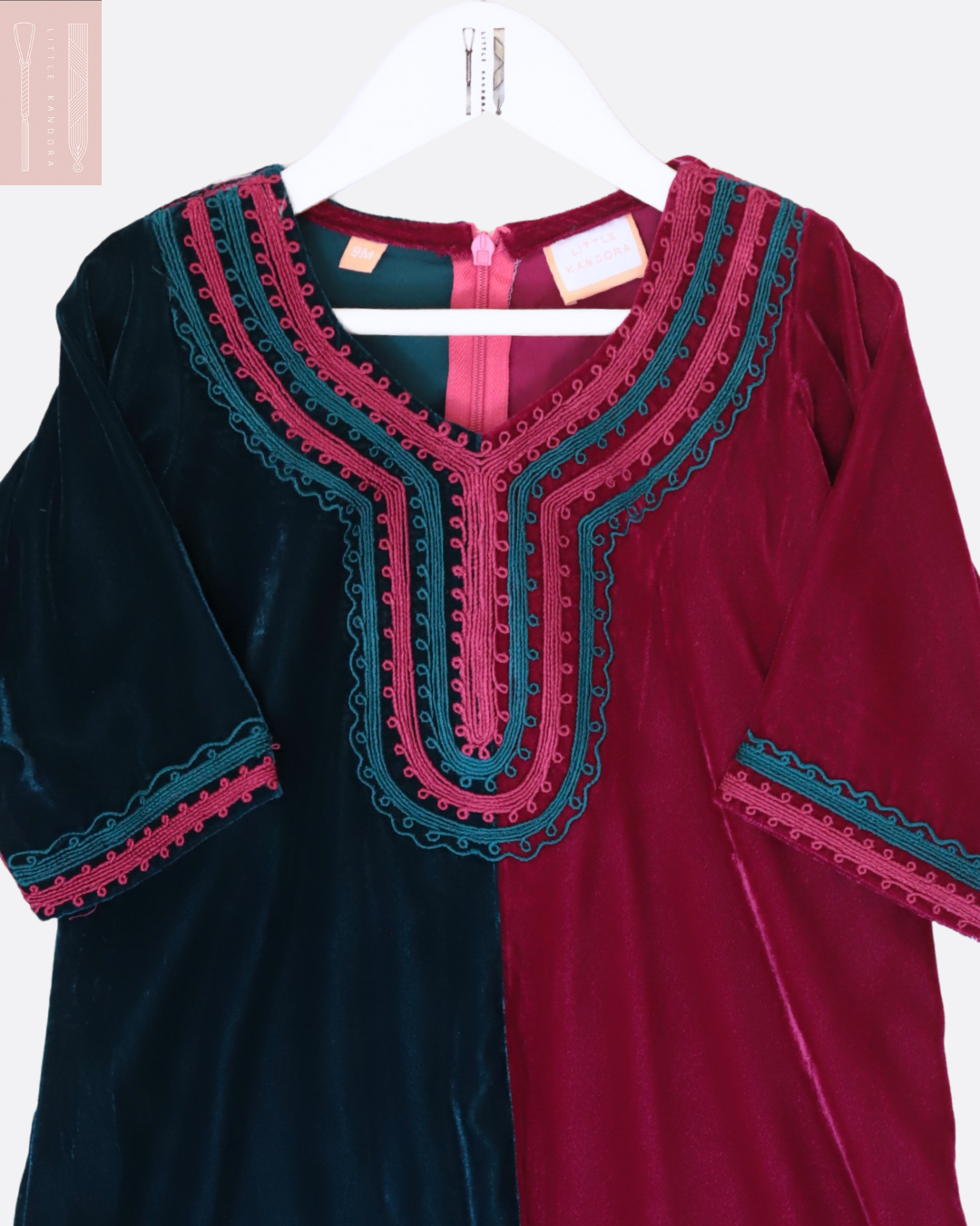 Velvet Hudoob Kandora - Teal & Berry