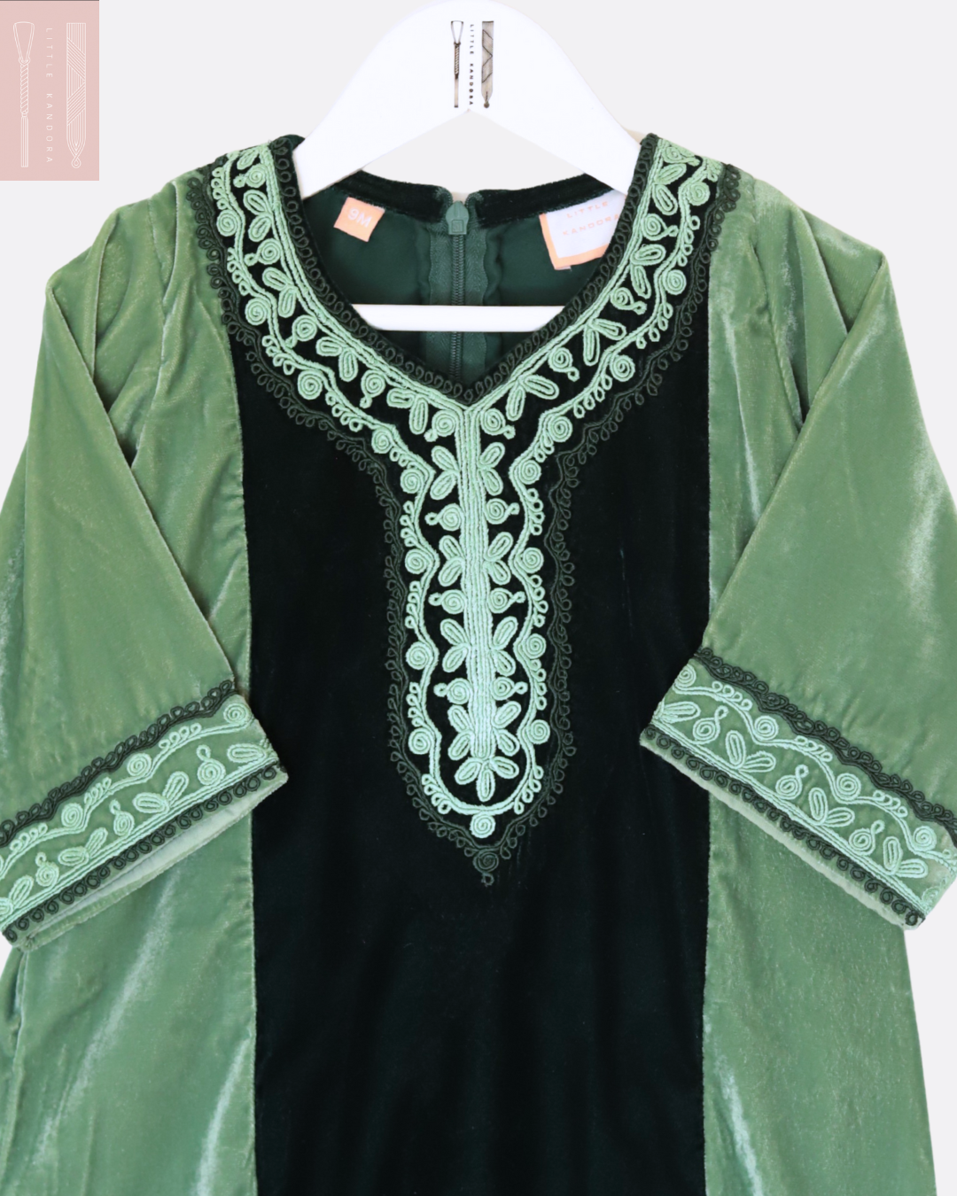 Velvet Hudoob Kandora - Green