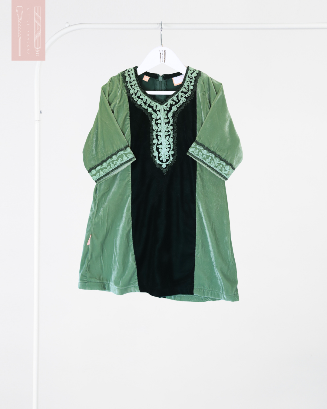 Velvet Hudoob Kandora - Green