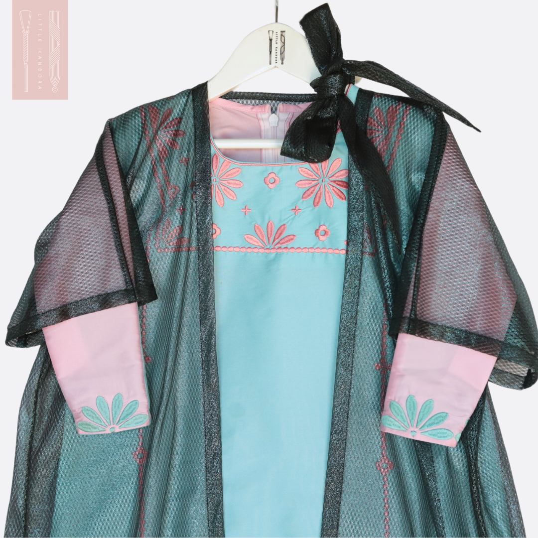 Takkya set - Pale Turquoise & Pink