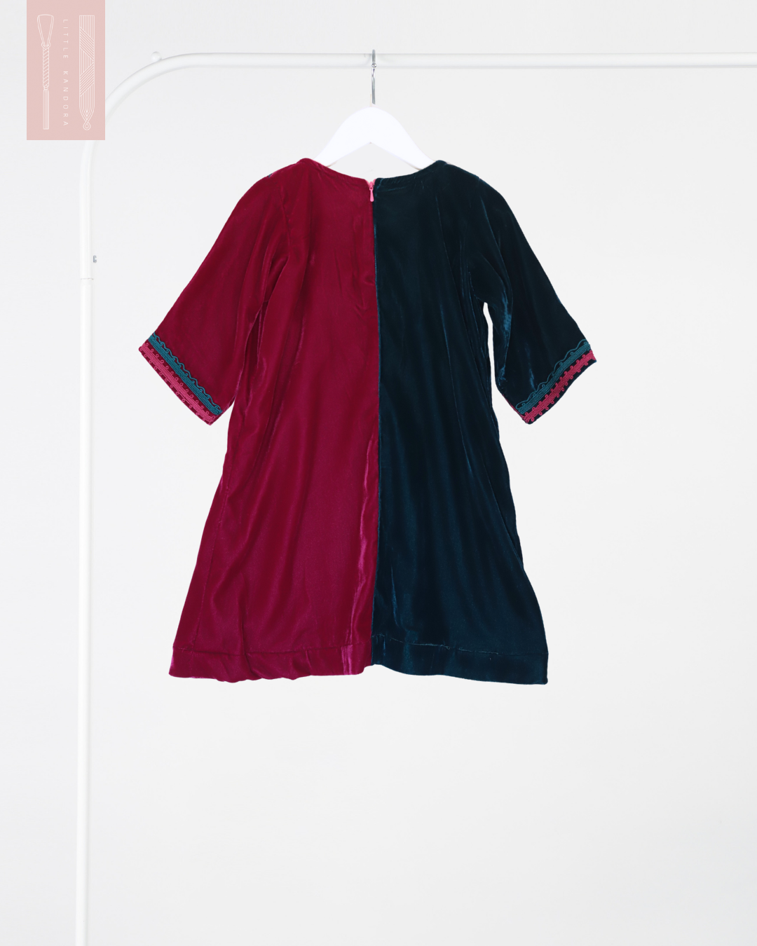 Velvet Hudoob Kandora - Teal & Berry